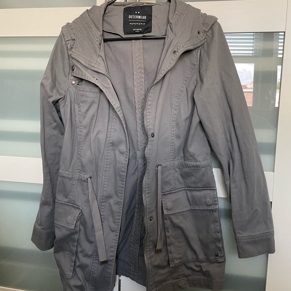 Cotton On hooded utility Jacket in Grey size 4 (Small)